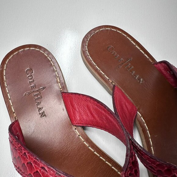 Cole Haan Snake Embossed Sandals Red Women's Size 8B - Picture 2 of 6